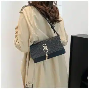 Alternative view of Shimmering Flap Bag with Metallic Tassel FN383