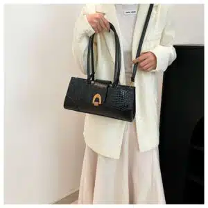 Alternative view of Crocodile-Embossed Baguette Bag FN386