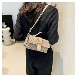 Alternative view of Patterned Top Handle Flap Bag FN387
