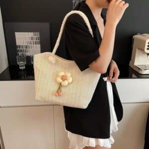 Alternative view of Bohemian Floral Straw Tote Bag FN423