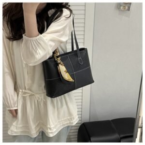 Alternative view of Scarf-Accent Minimalist Tote Bag FN424