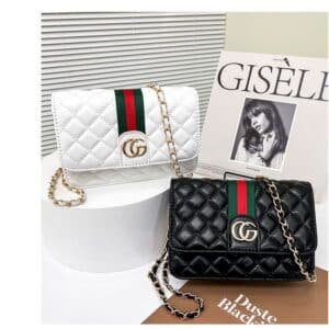 Quilted Chain-Strap Flap Bag with Signature Webbing FN428