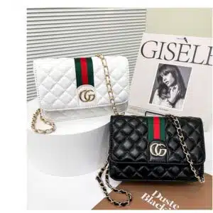 Quilted Chain-Strap Flap Bag with Signature Webbing FN428