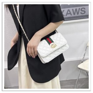 Alternative view of Quilted Chain-Strap Flap Bag with Signature Webbing FN428