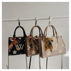 Monogram Top Handle Tote with Scarf Accent FN430