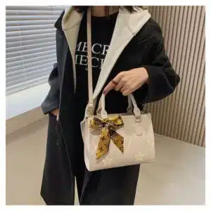 Alternative view of Monogram Top Handle Tote with Scarf Accent FN430