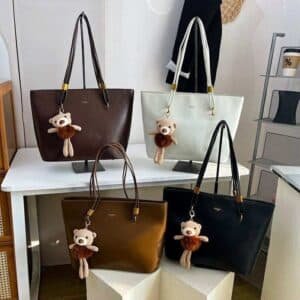 Classic Minimalist Tote with Teddy Pendant FN431