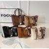 Elegant PU Leather Tote with Scarf Detail FN432