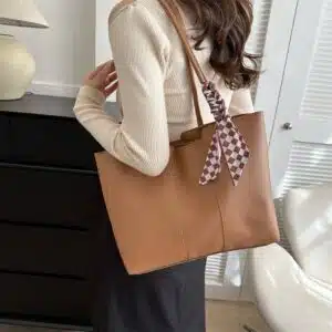 Alternative view of Chic Daily Tote Bag with Scarf Accent FN348