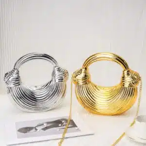 Sculptural Metallic Crescent Mini Bag FN446