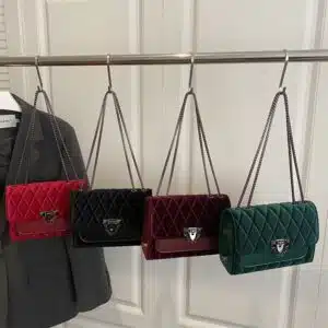 Luxurious Diamond-Quilted Velvet Flap Bag FN447