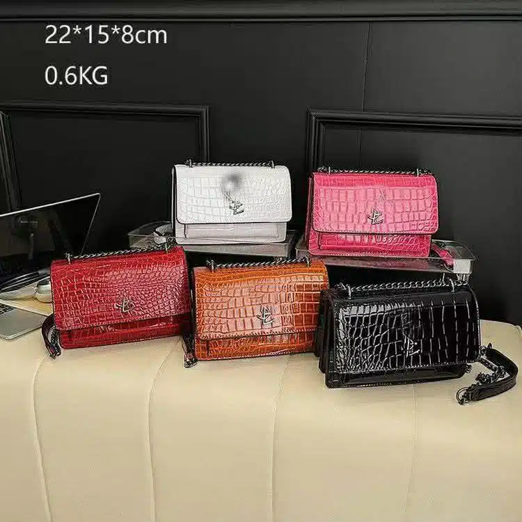 Textured Crocodile-Pattern Flap Bag FN449