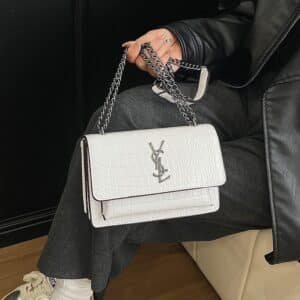 Alternative view of Textured Crocodile-Pattern Flap Bag FN449