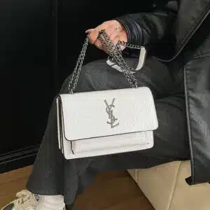 Alternative view of Textured Crocodile-Pattern Flap Bag FN449