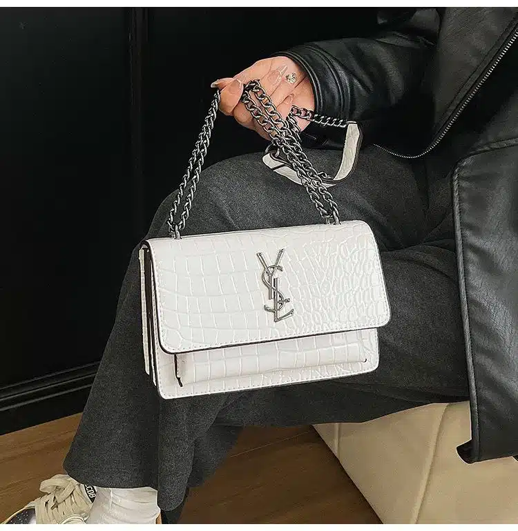 Textured Crocodile-Pattern Flap Bag FN449 - Image 2