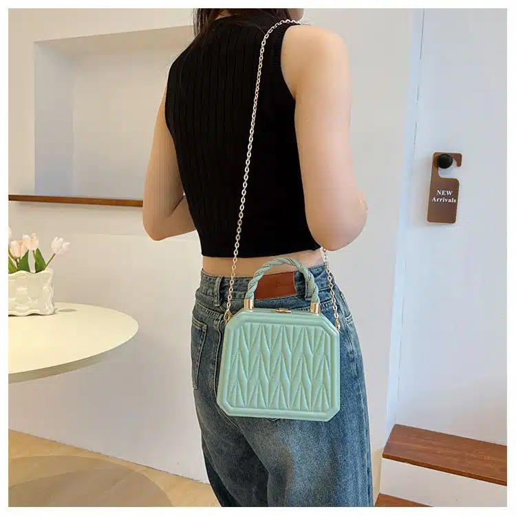 Geometric Textured Hexagonal Handbag FN450 - Image 2