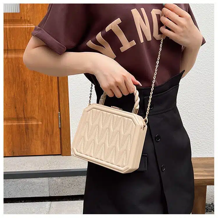 Geometric Textured Hexagonal Handbag FN450 - Image 3