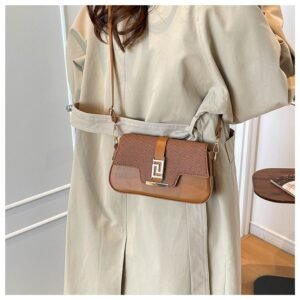 Alternative view of Two-Tone Textured Flap Crossbody Bag FN451